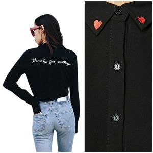 Forever 21 "Thanks for Nothing" Black Button Down